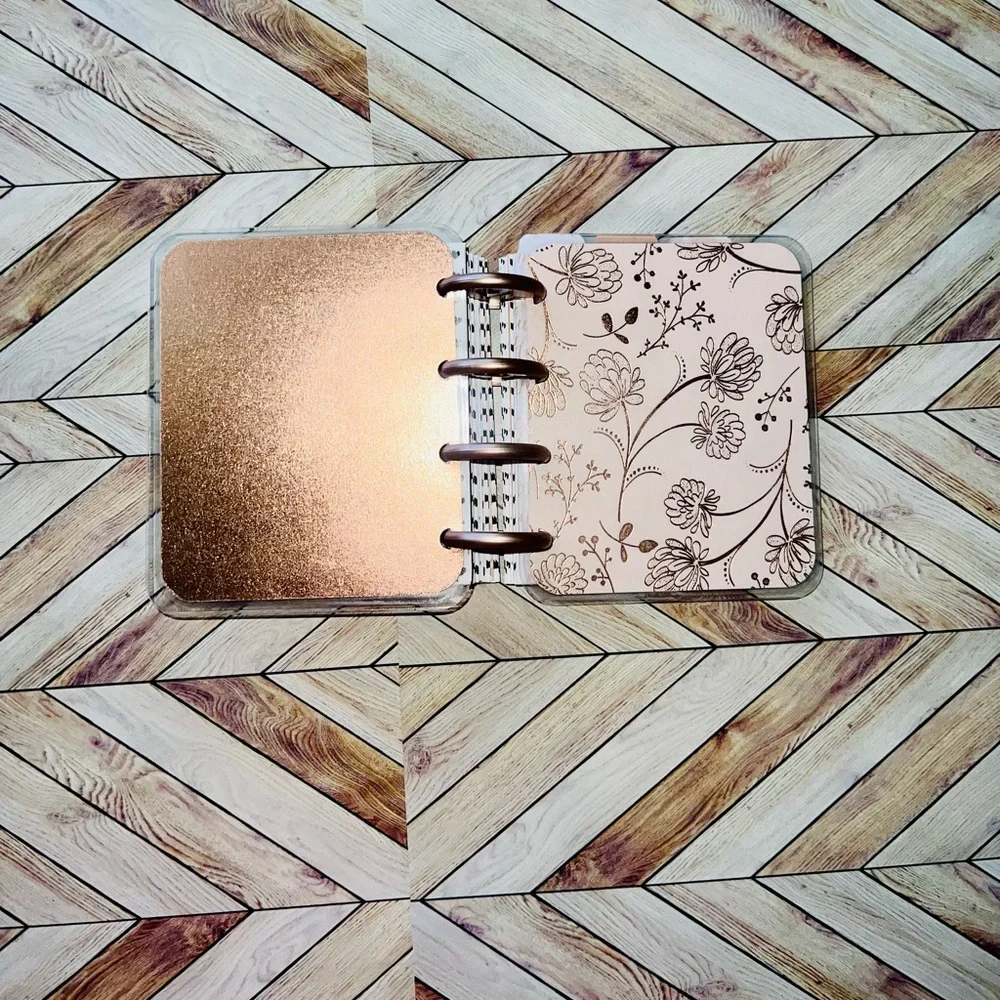 Happy planner micro size notes monthly and weekly layout Rose Golg Quartz floral